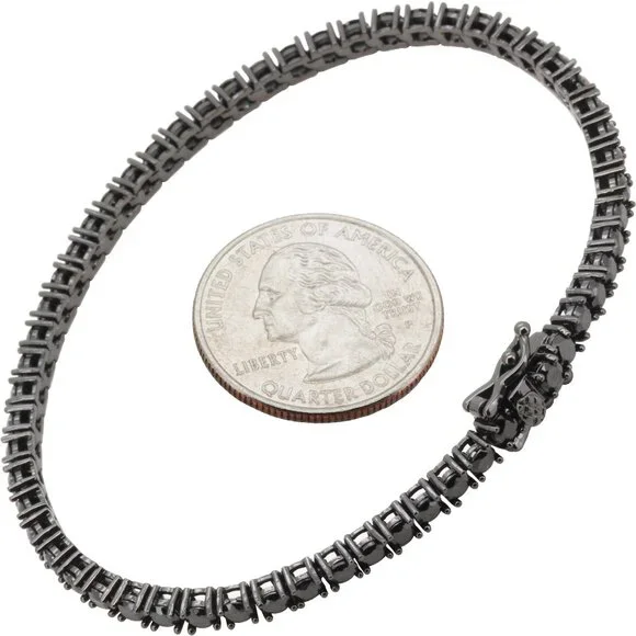 14k Yellow/White Gold Black GP CZ 3mm Tennis Chain Necklace Bracelet 6.5”-24”